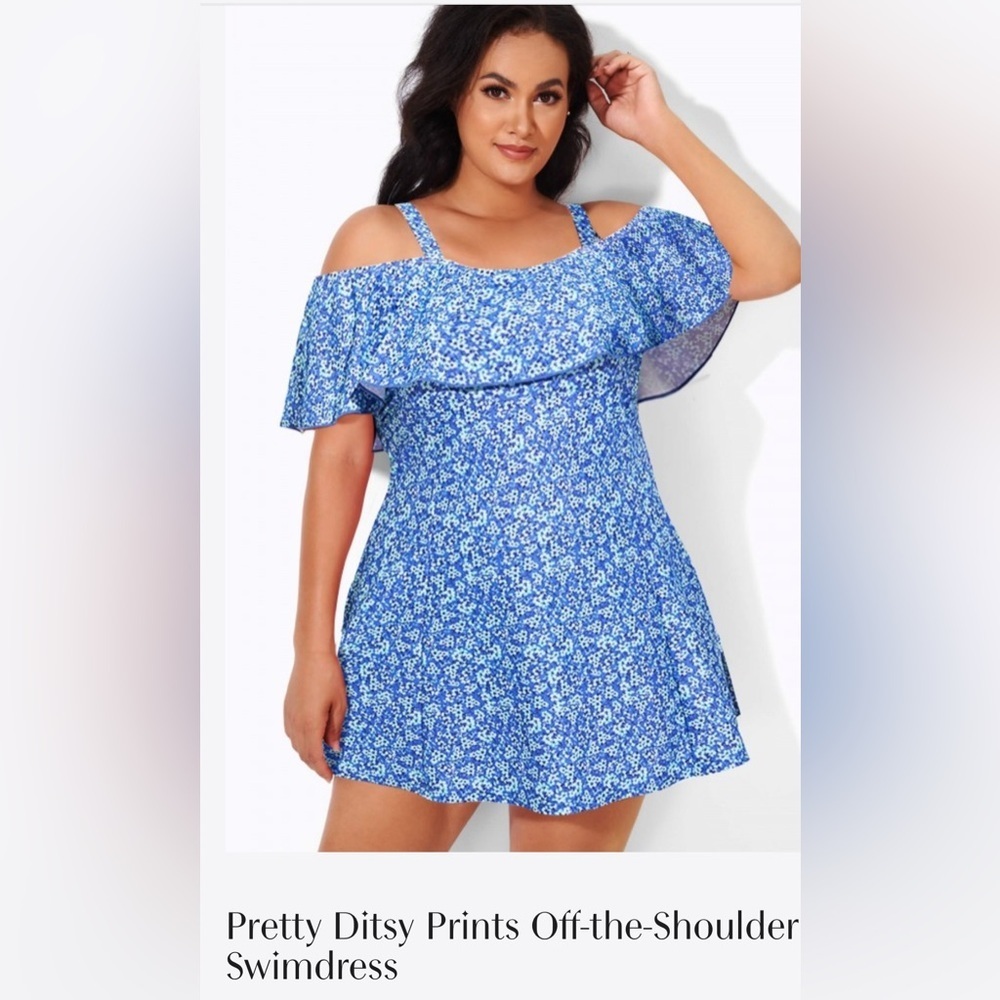 MEET CURVE FLORAL ONE PIECE SWIM DRESS (size Large)